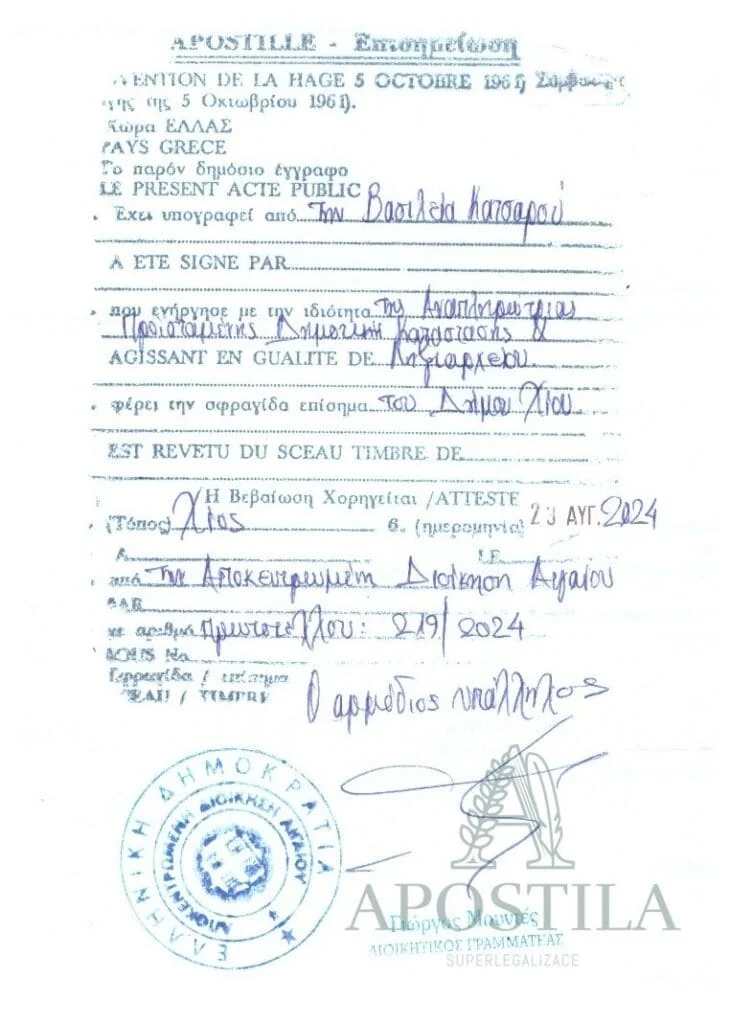 Ukázka listiny – Řecko