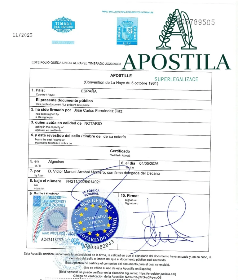 Ukázka listiny – Španělsko
