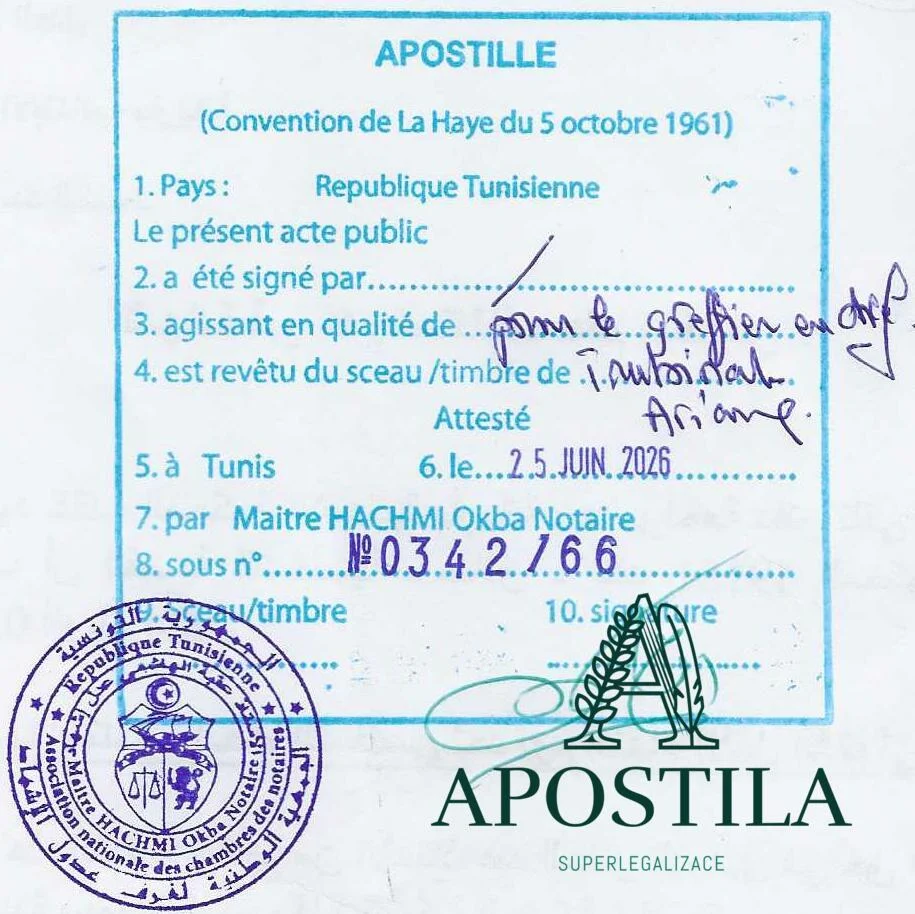 Ukázka listiny – Tunisko